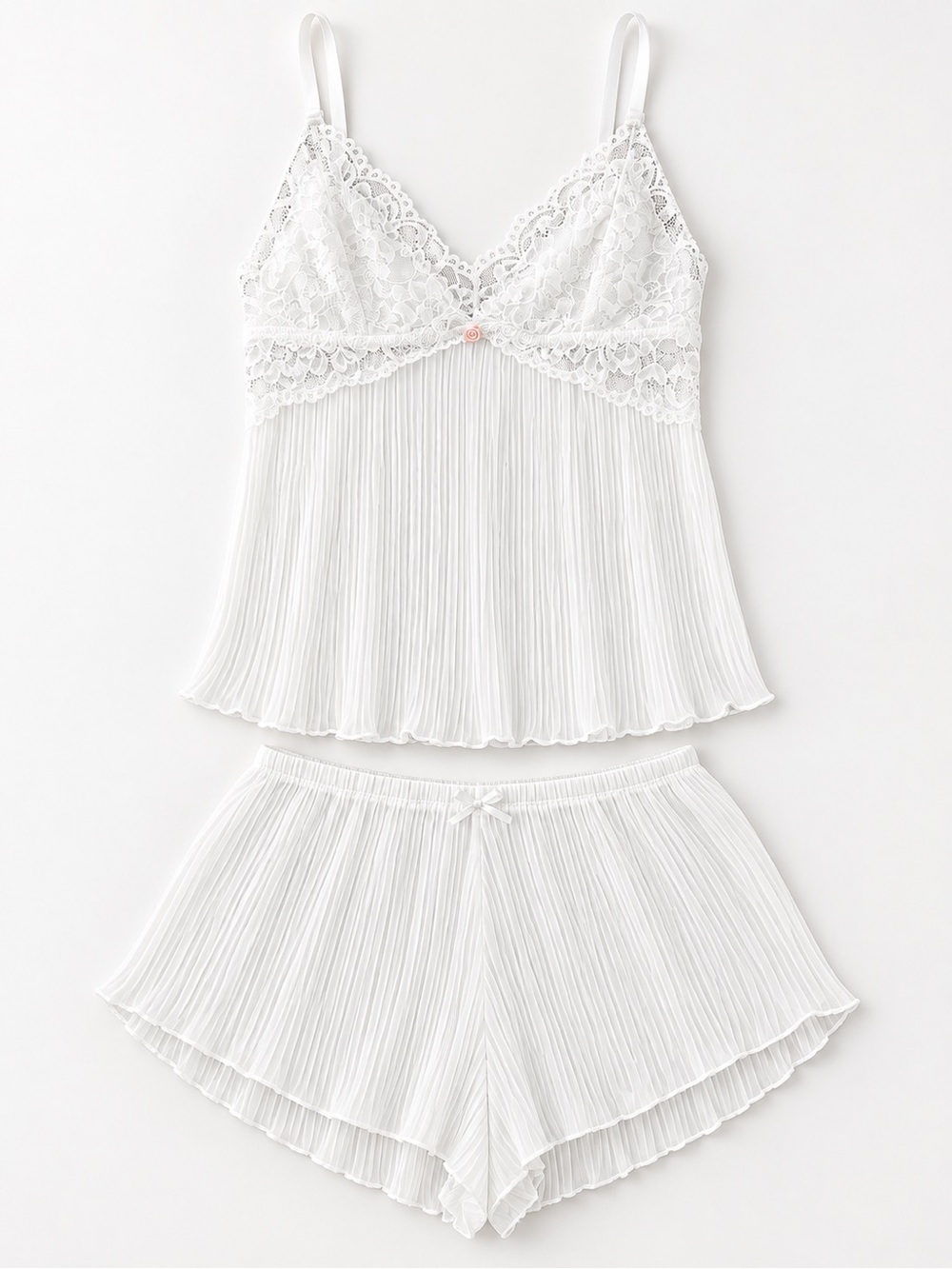 Marilyn Monroe Flirty Chiffon Cami & Shorts Set White Lace NWT Size Large